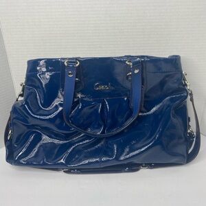Coach Shiny Navy Blue Leather Shoulder Bag